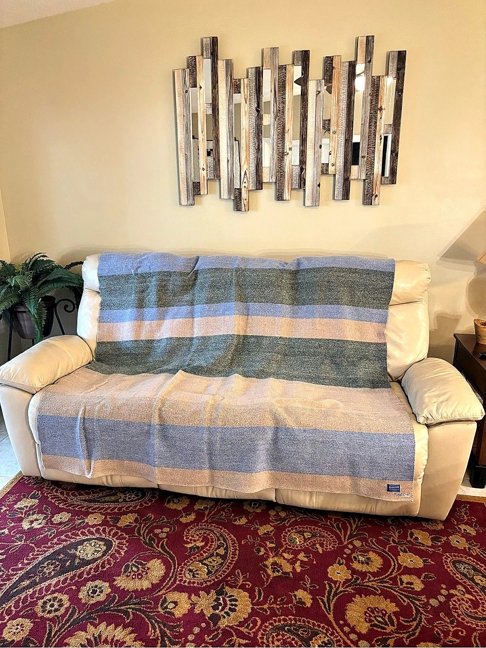 Pendleton Striped Wool Blanket in Blue & Brown